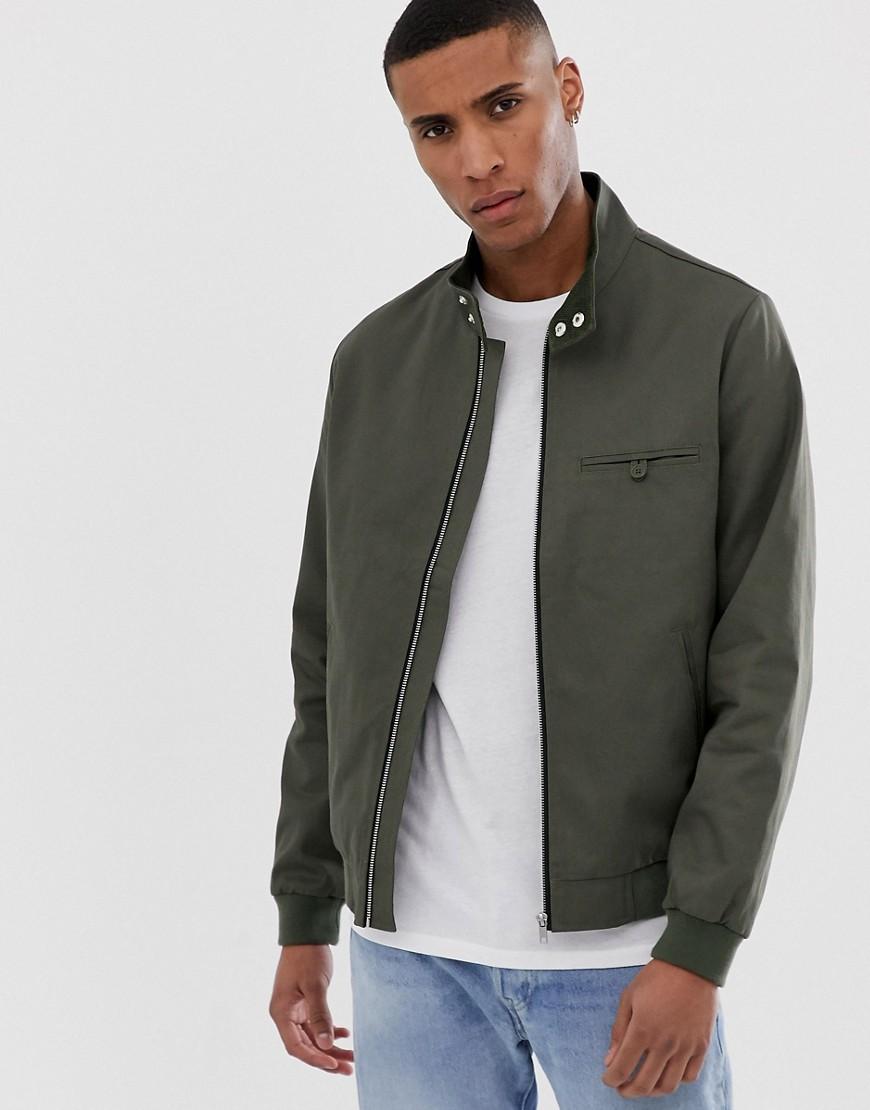 Download ASOS Funnel Neck Harrington Jacket In Khaki in Green for ...