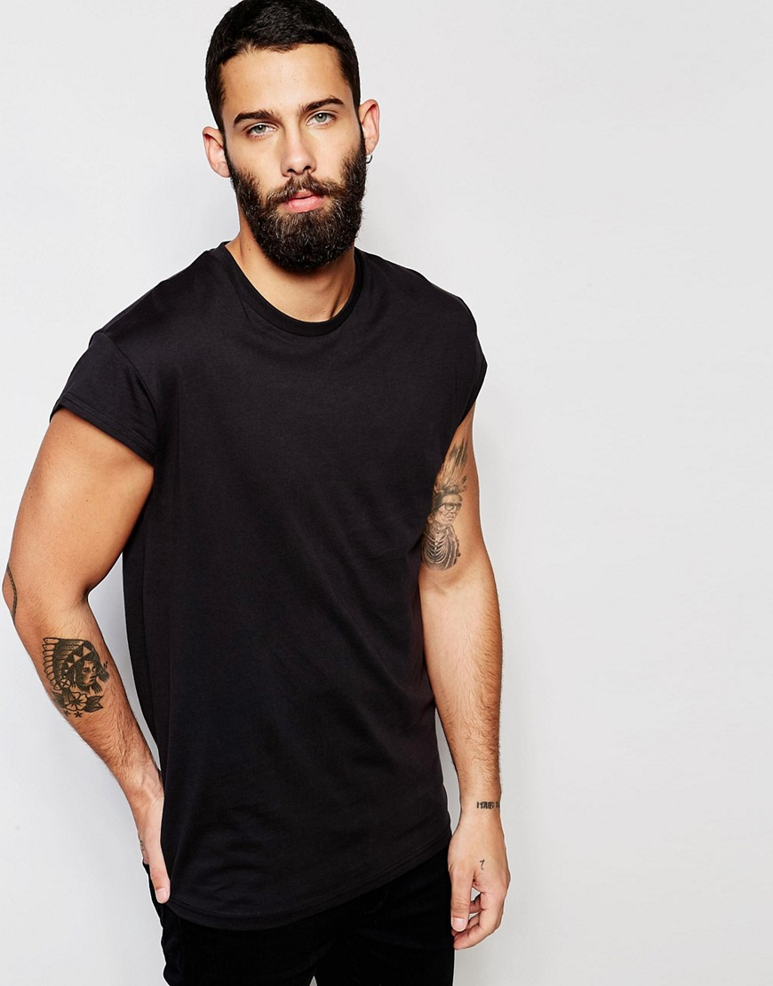Lyst - Only & Sons T-shirt With Capped Sleeve in Black for Men