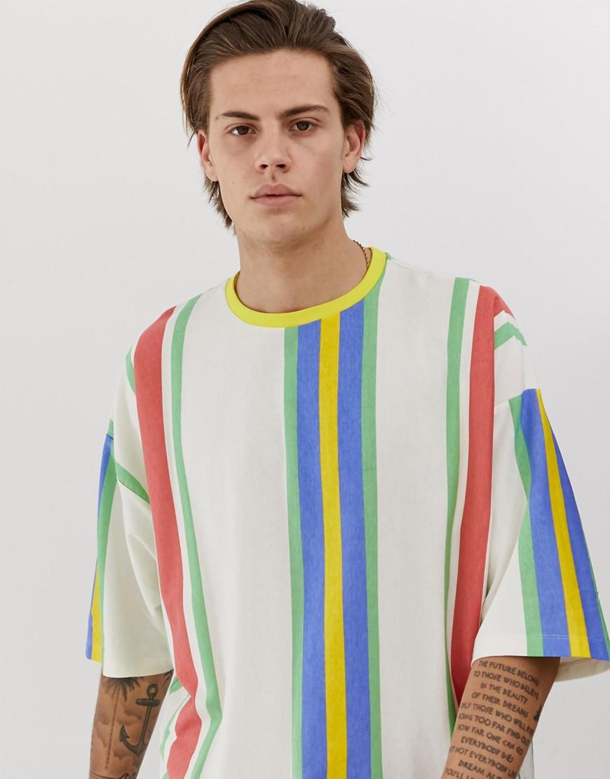 ASOS Organic Cotton Oversized T-shirt In Rainbow Stripe in Blue for Men ...