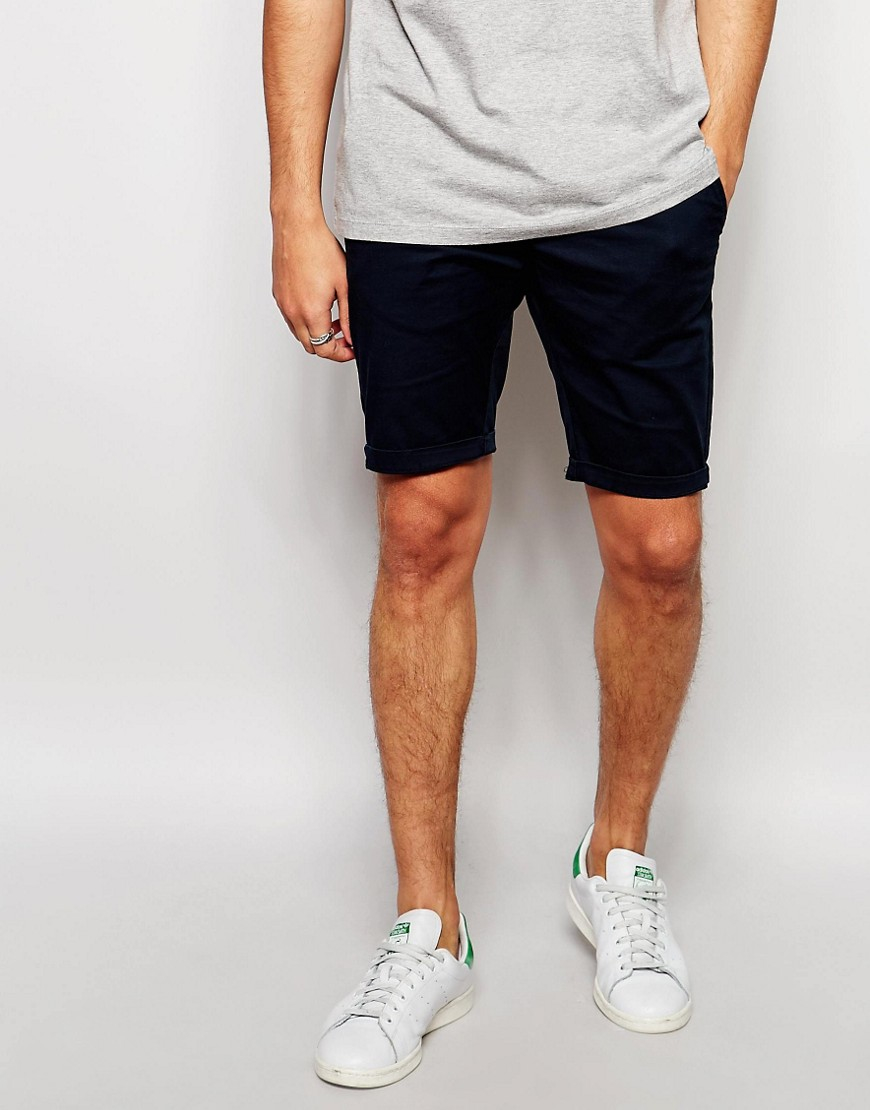 Asos Skinny Chino Shorts In Navy in Blue for Men | Lyst