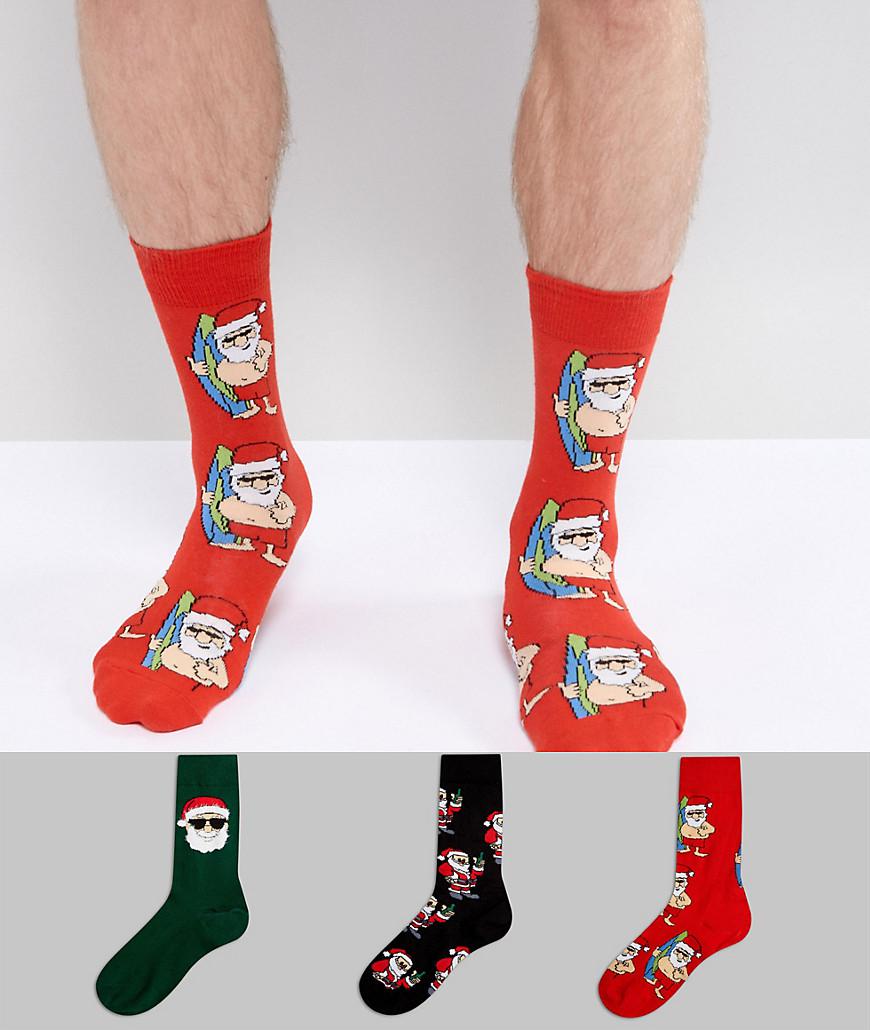 Asos Christmas Socks With Cool Santa Design 3 Pack for Men  Lyst