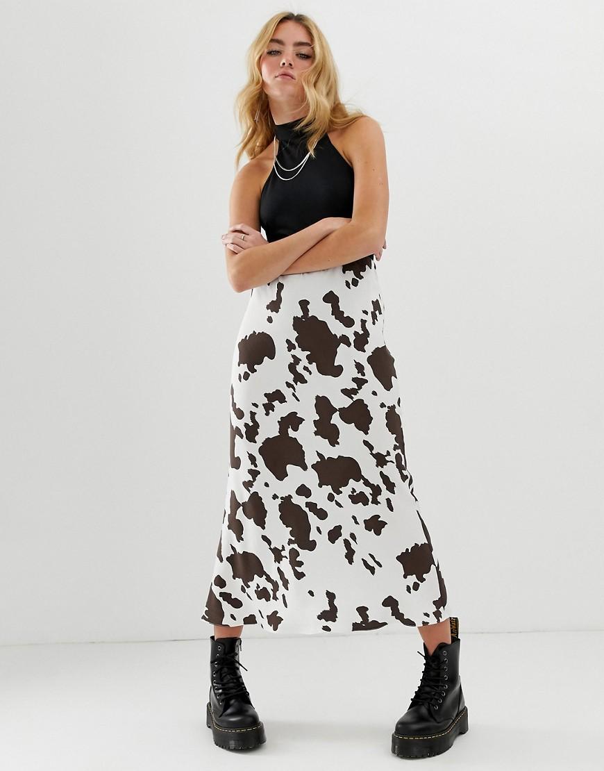 cow print skirt midi