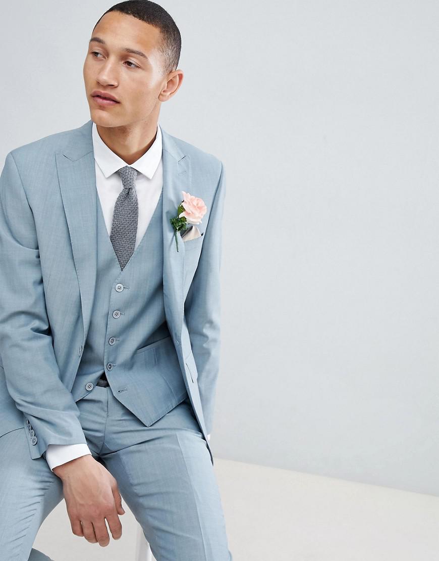 Lyst Moss Bros London Skinny Wedding Suit Jacket In Sage Moss Bros