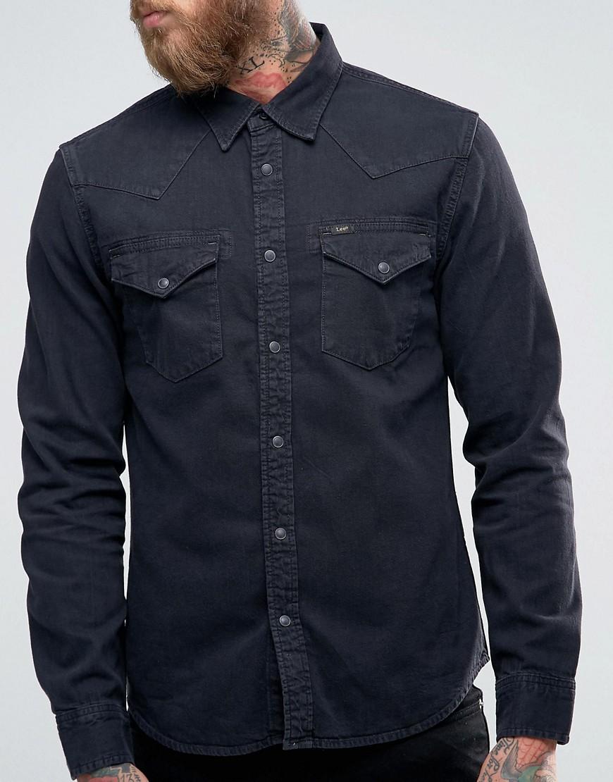 Lee Jeans Denim Shirt Western Slim Fit Pitch Black in Black for Men - Lyst