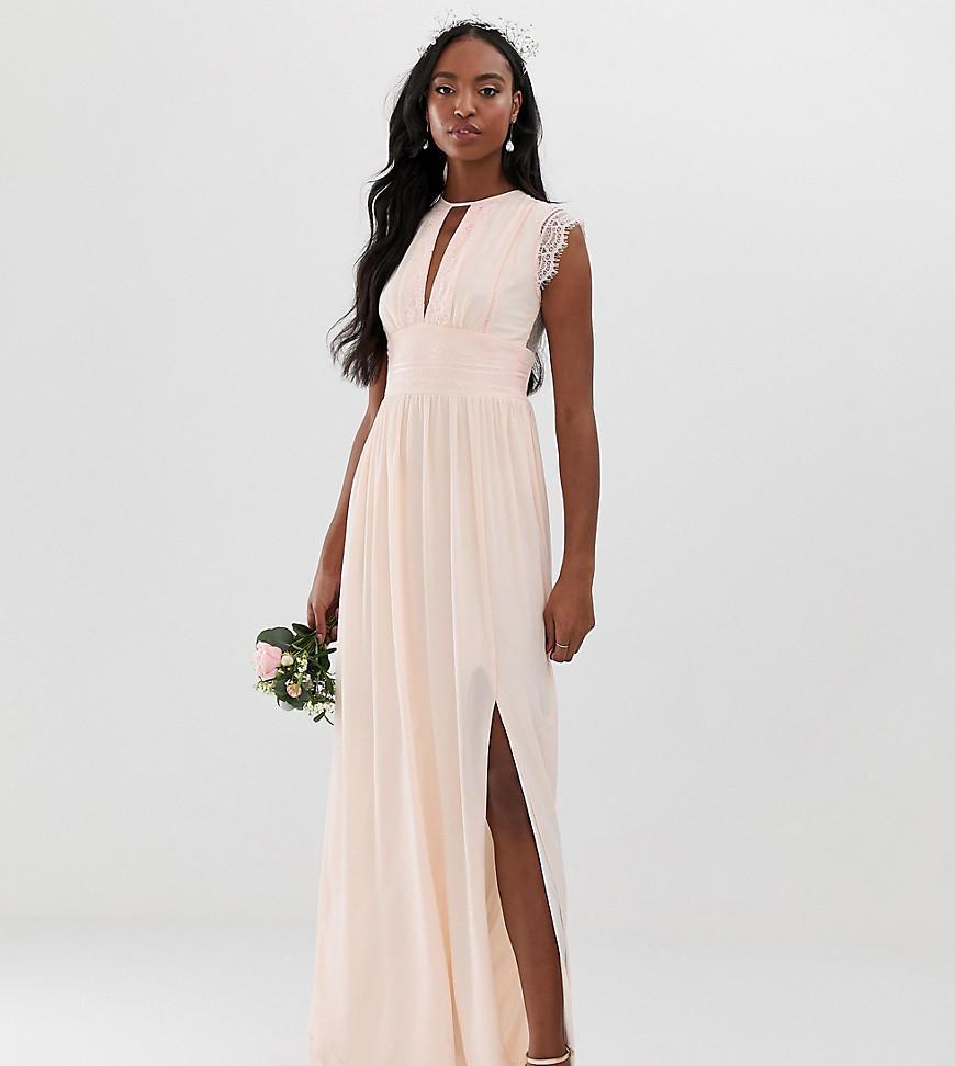 Lyst Tfnc London Lace Detail Maxi Bridesmaid Dress In Pearl Pink In Pink 0784