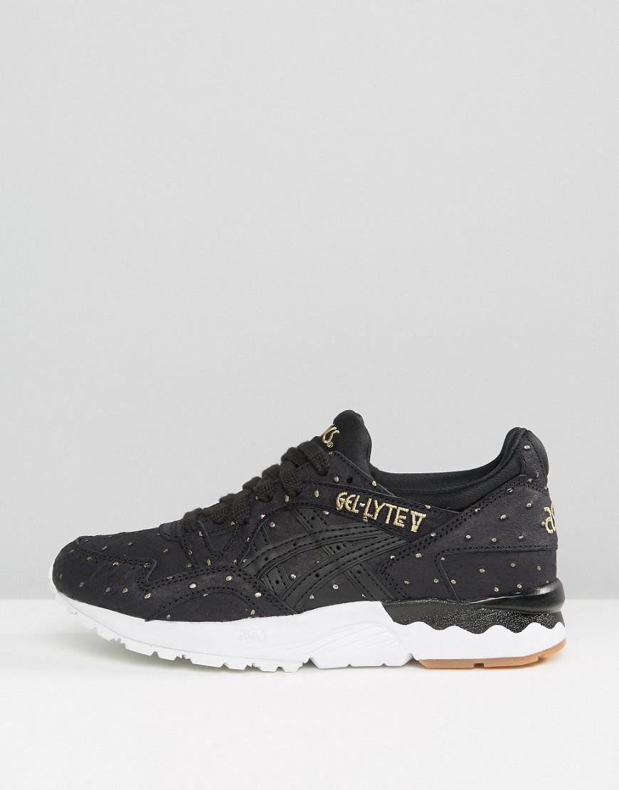 asics suede gel-lyte v trainers with metallic dots in black asics suede gel-lyte v trainers with metallic dots in black
