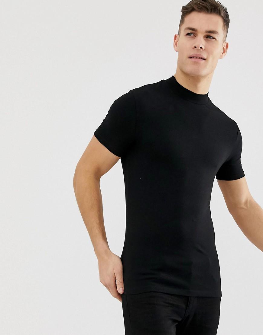 ASOS Organic Muscle Fit Turtleneck T-shirt With Stretch In Black in ...