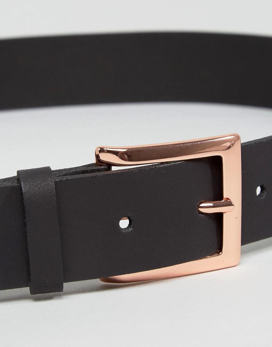 Lyst Asos Leather Rose Gold Buckle Waist And Hip Belt in Black