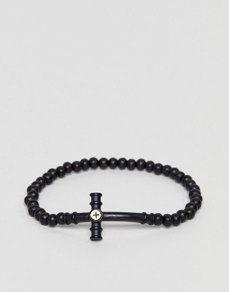 Lyst Icon Brand Black Beaded Bracelet With Cross Pendant In Icon Brand Men S Black Beaded Bracelet With Cross Pendant