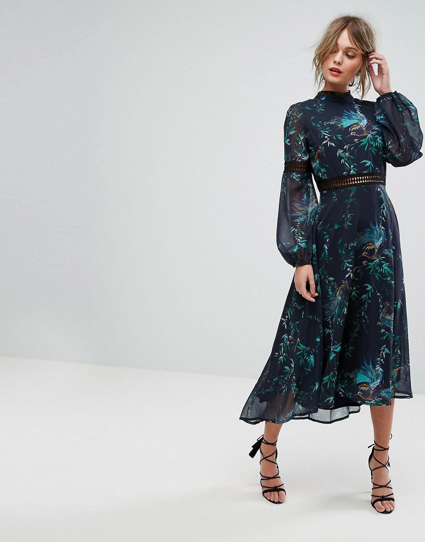 Hope and Ivy Hope & Ivy Printed Open Back Midi Dress With