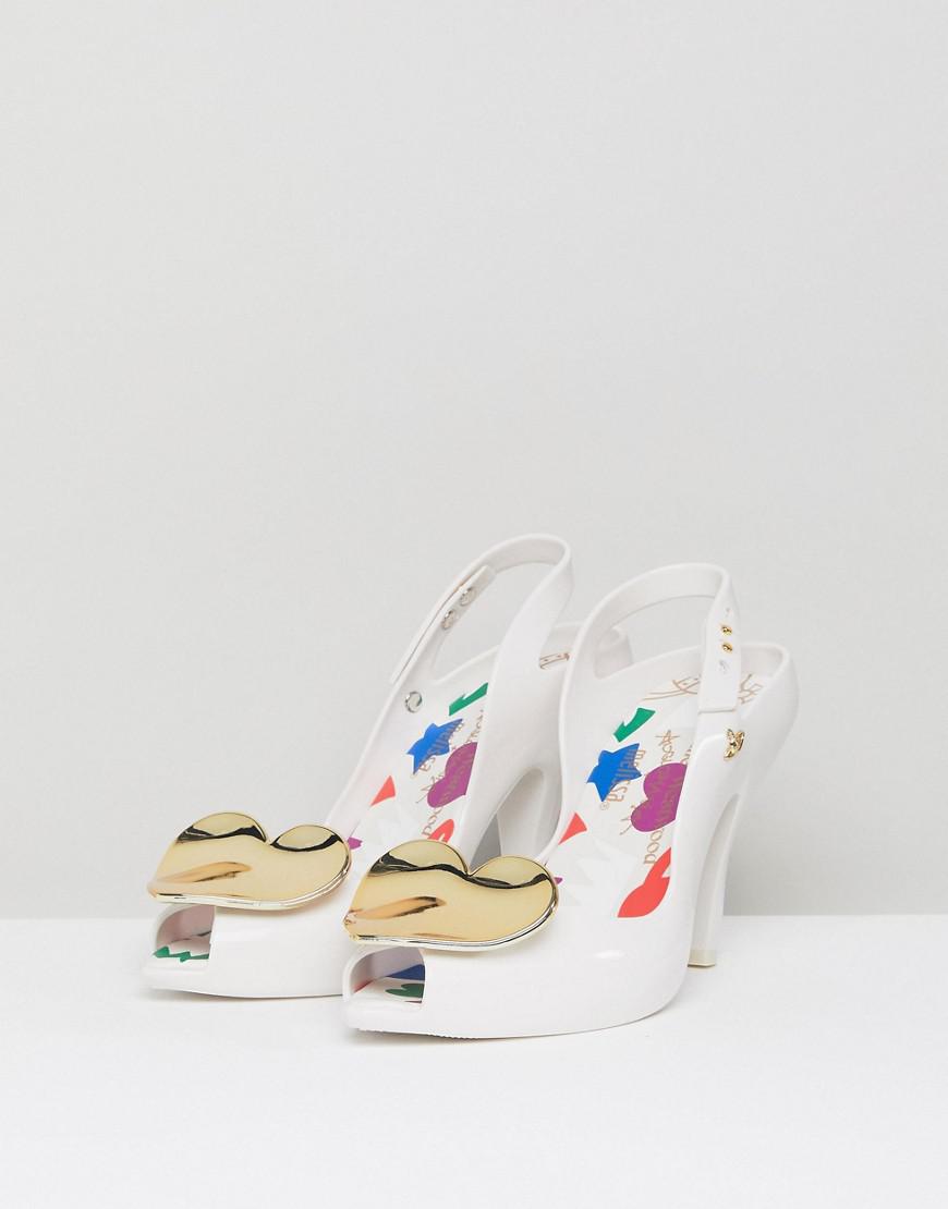 Lyst - Melissa + Vivienne Westwood Anglomania Lady Dragon White Heart Heeled Shoes in White