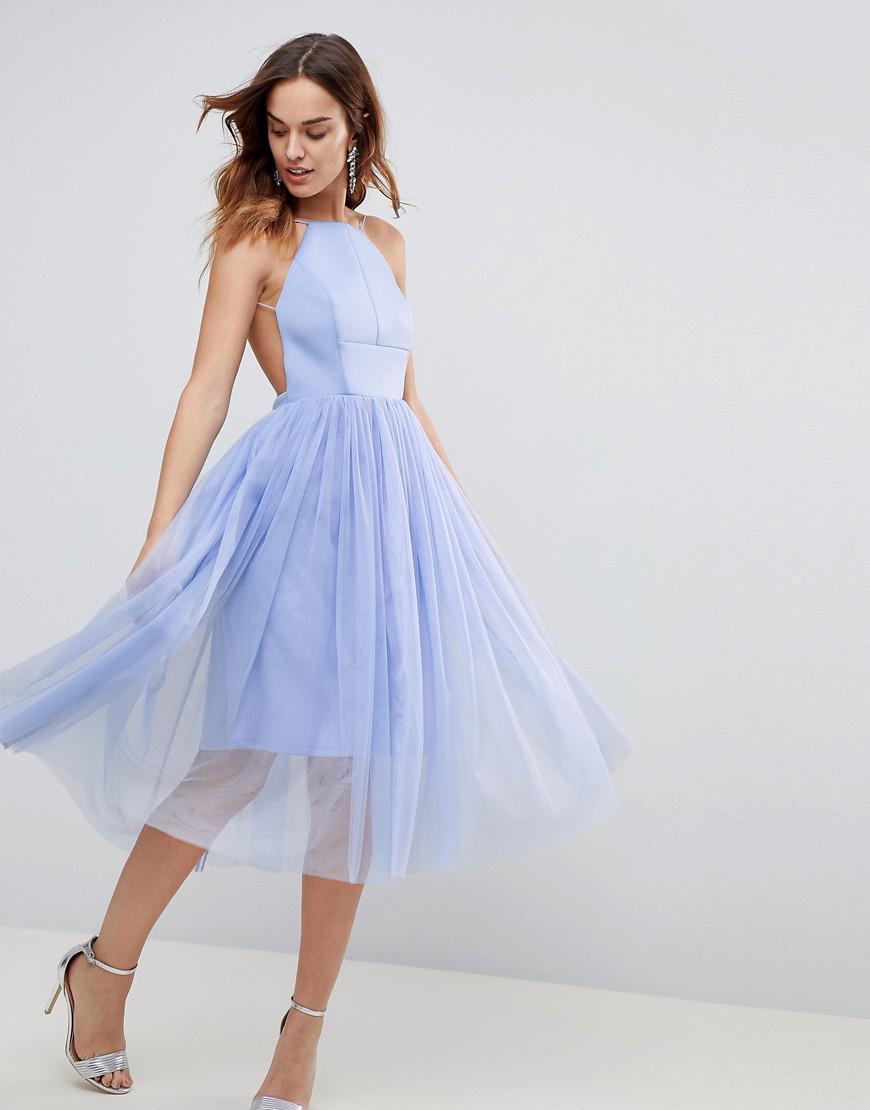 asos pinny extreme tulle mesh midi dress
