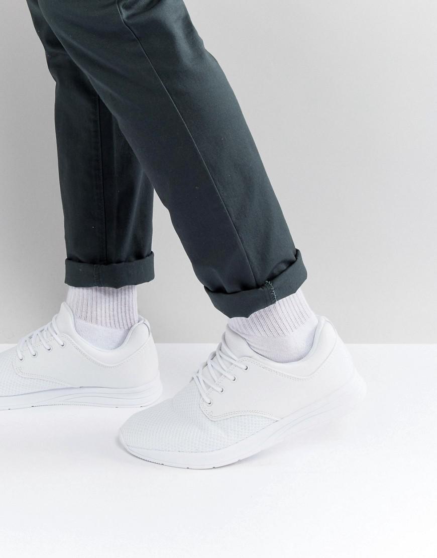 Lyst Pull&Bear Contrast Knit Sneaker In White in White for Men