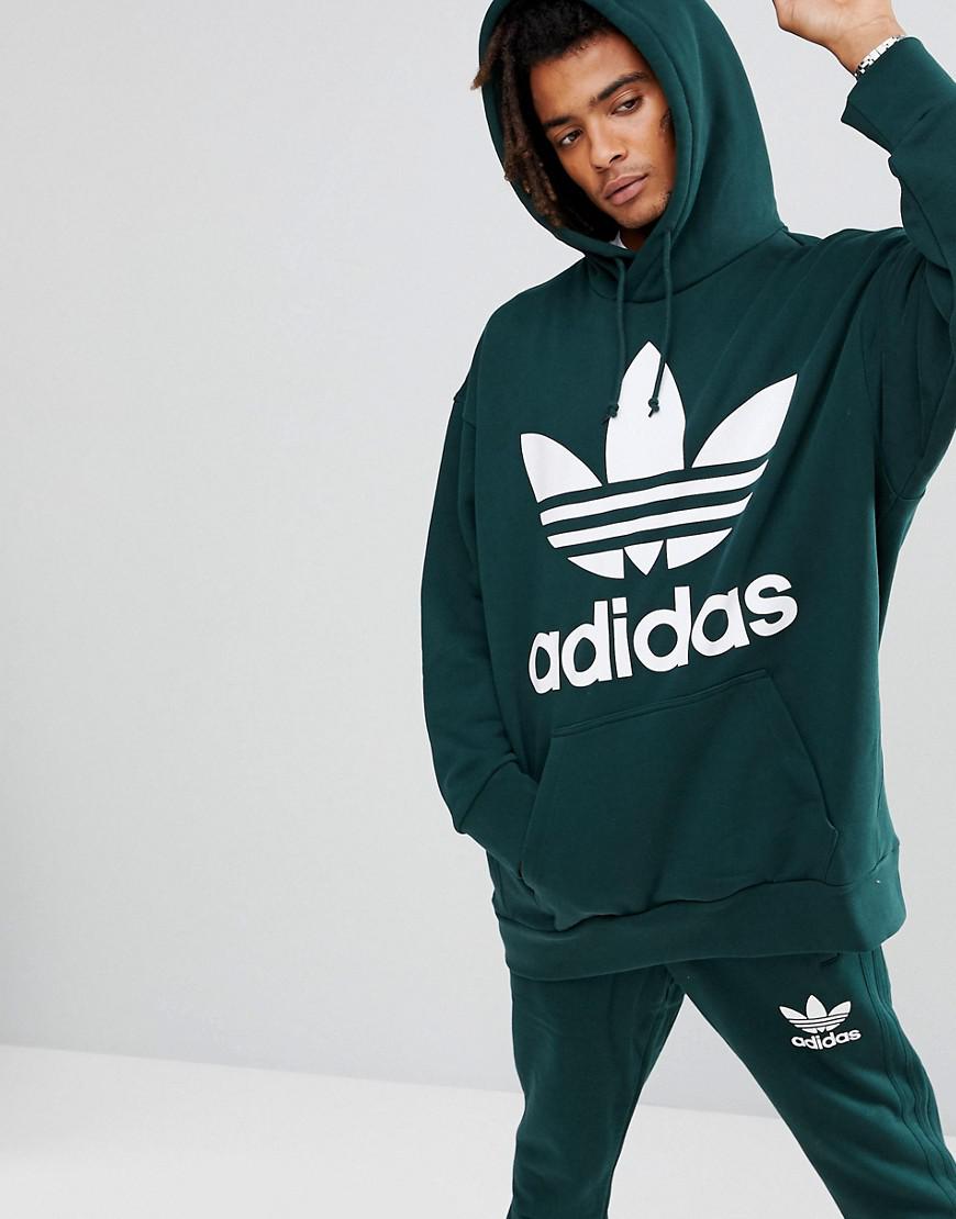 adidas Originals Boxy Hoodie In Green Bq2096 in Green for DN6013 Hoodies von adidas Originals