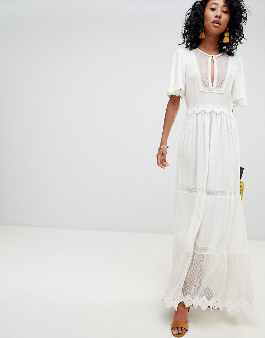 white bohemian maxi dress