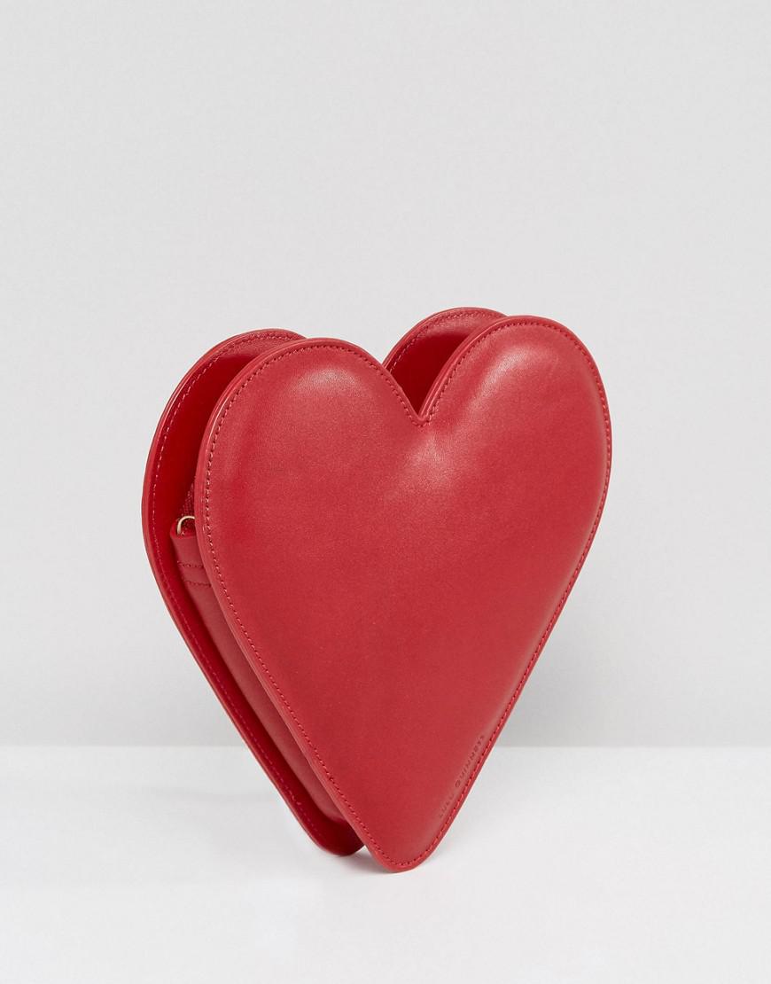 Lyst - Lulu Guinness Red Leather Heart Cross Body Bag in Red