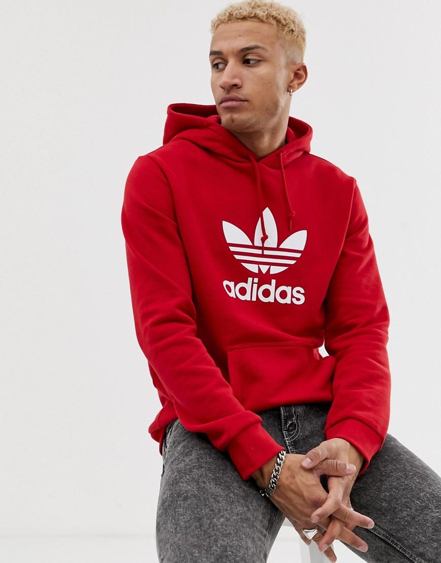 Lyst - adidas Originals Hoodie With Trefoil Logo In Red in Red for Men