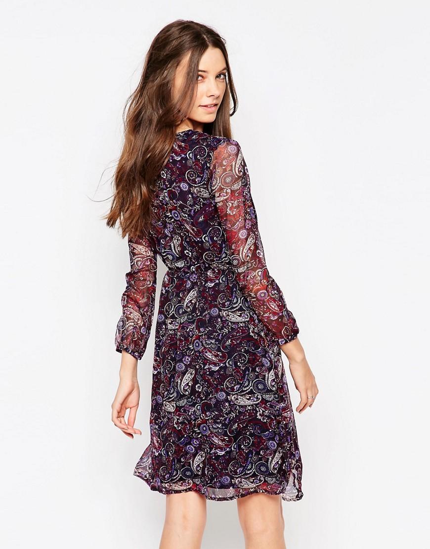 purple wrap dress long sleeve