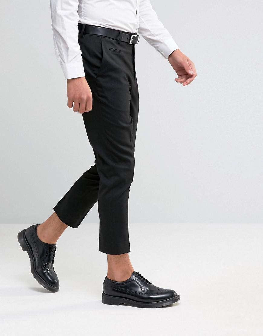 Lyst - Asos Tapered Cropped Trousers In Black in Black for Men