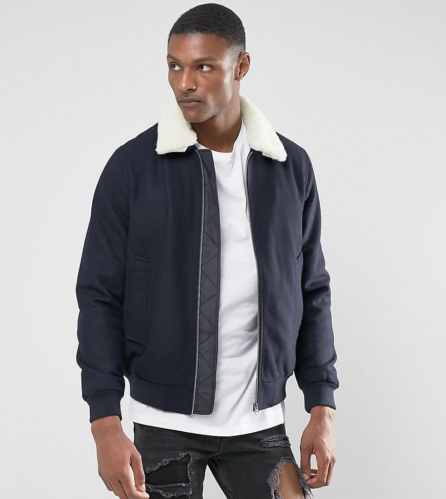 Download ASOS Asos Tall Wool Mix Harrington Jacket With Borg Collar ...