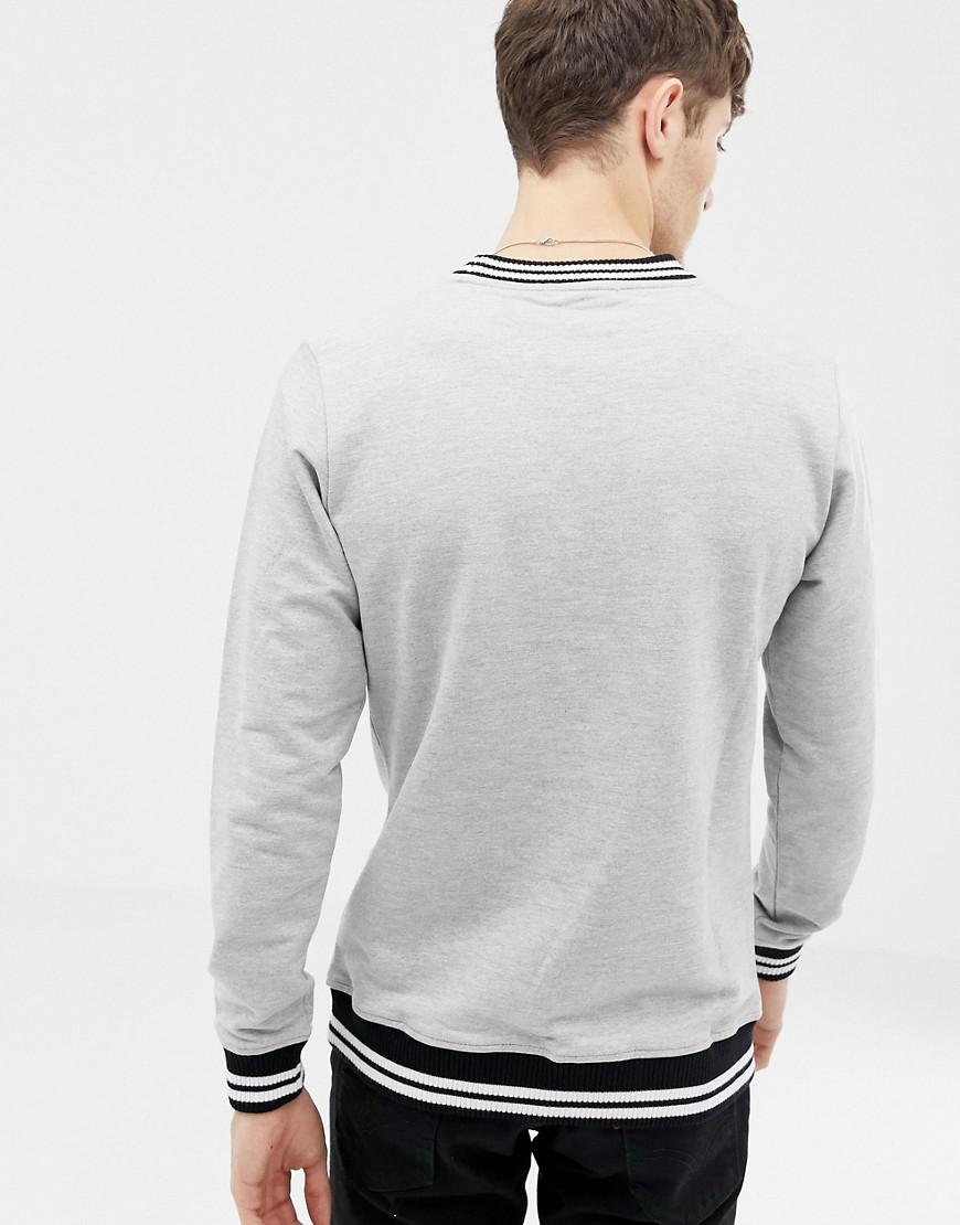 Lyst - Another Influence Knitted Rib Stripe Crew Neck Sweat in Gray for Men