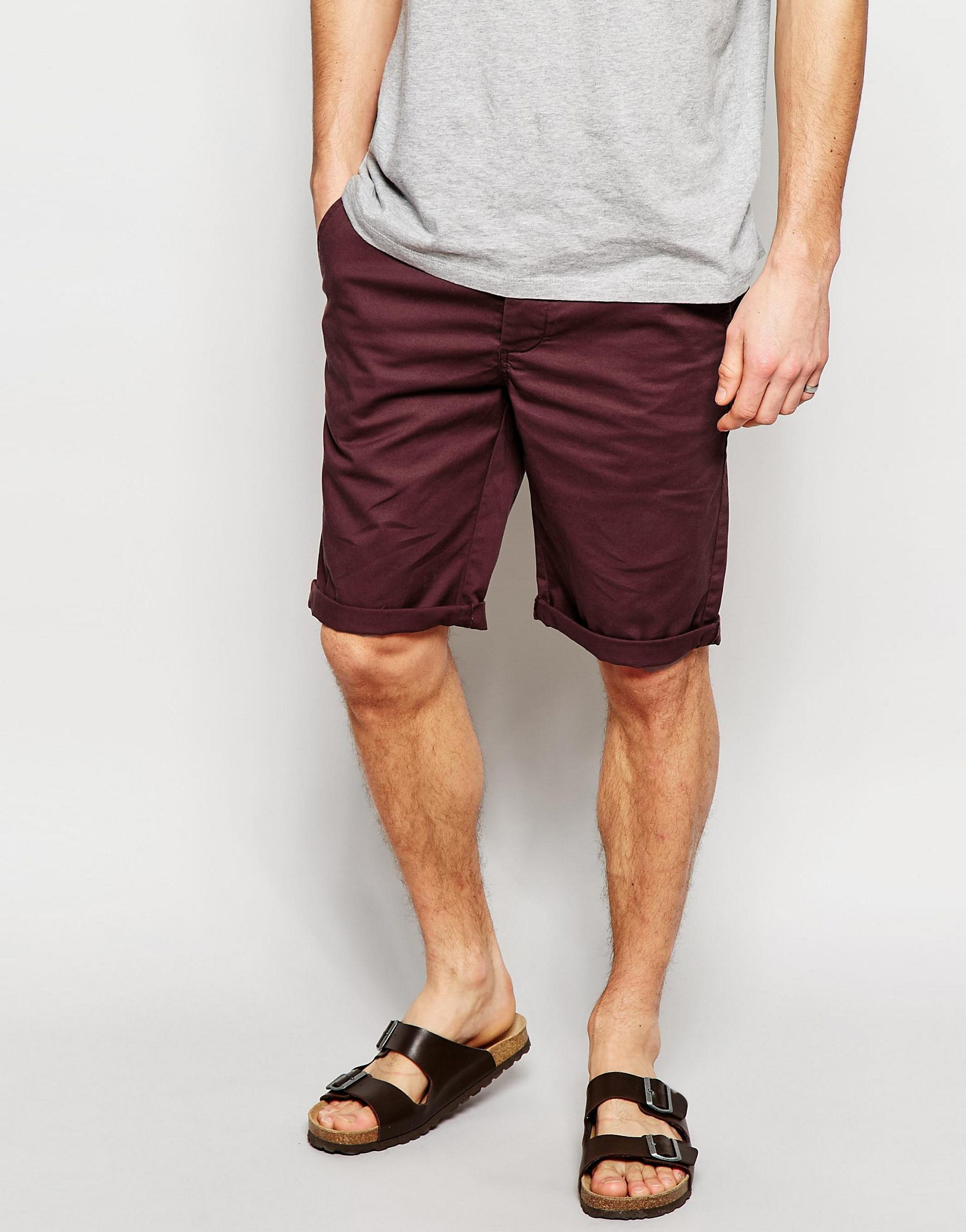 Asos Slim Chino Shorts In Burgundy Burgundy in Red for Men Lyst