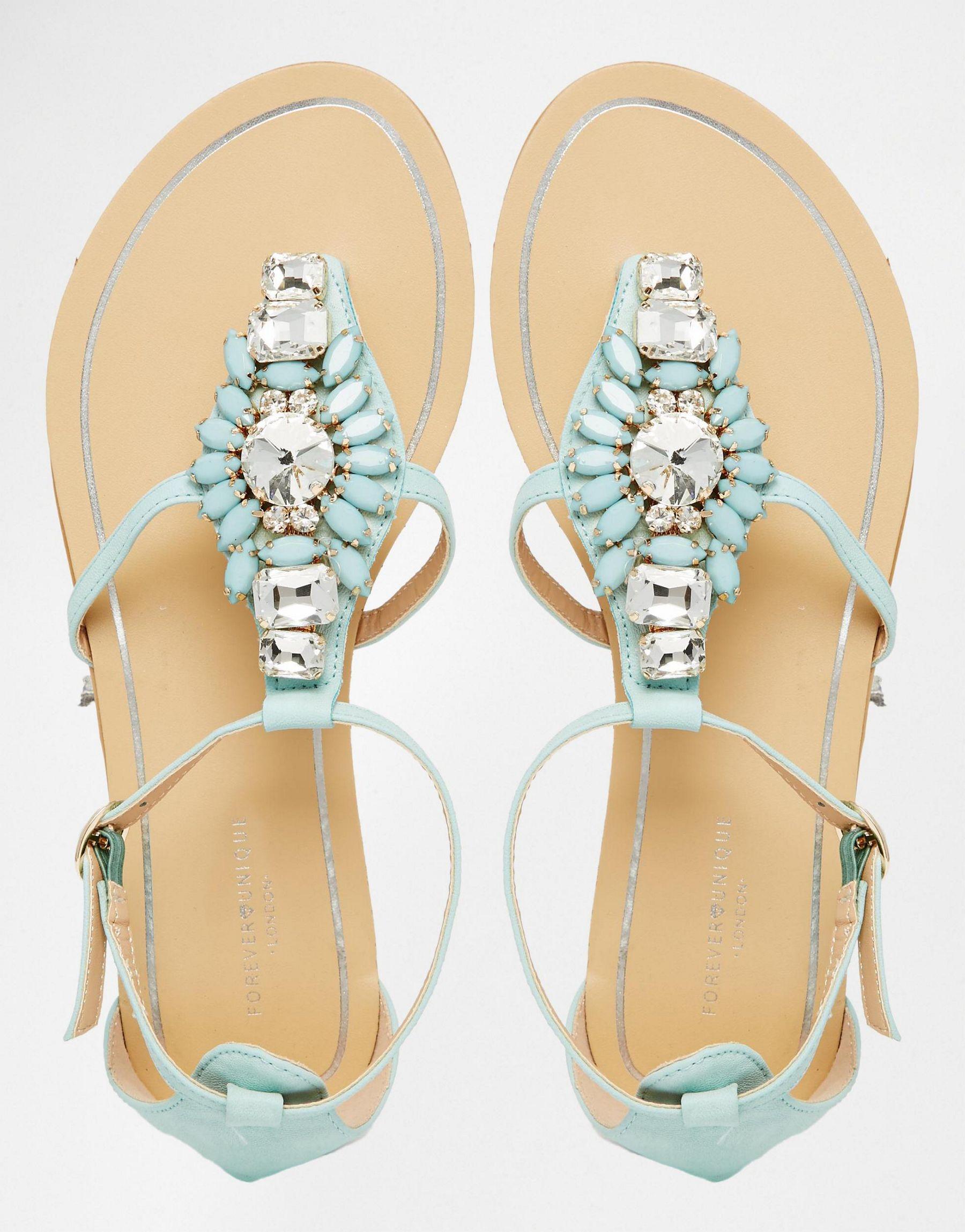 Lyst Forever Unique  Flavia Embellished Flat  Sandals  