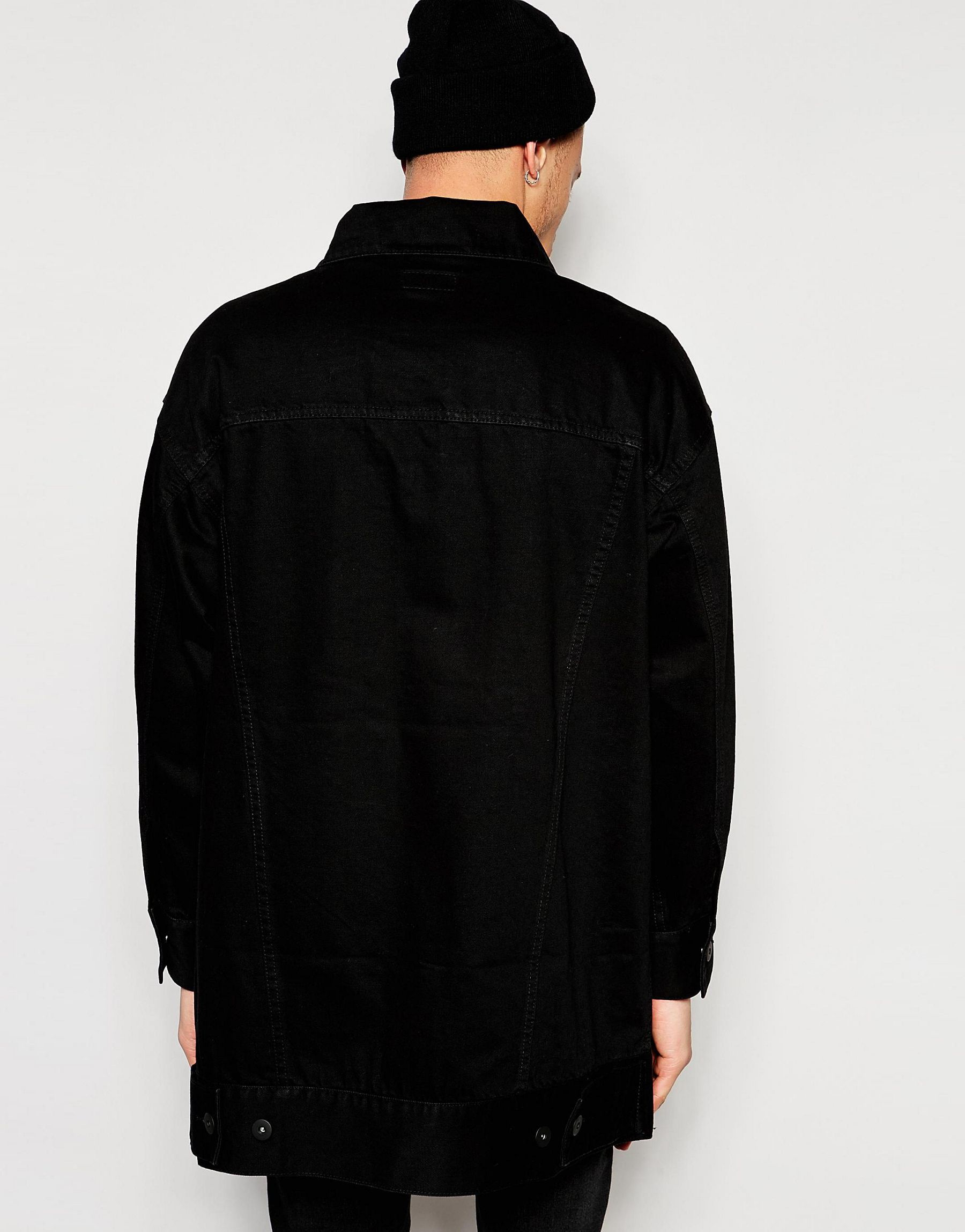 Asos Oversized Denim Jacket In Black In Black For Men Lyst 