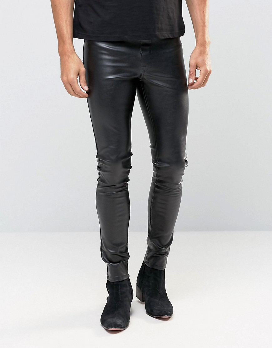 ASOS DESIGN leather look legging with pintuck in black | ASOS