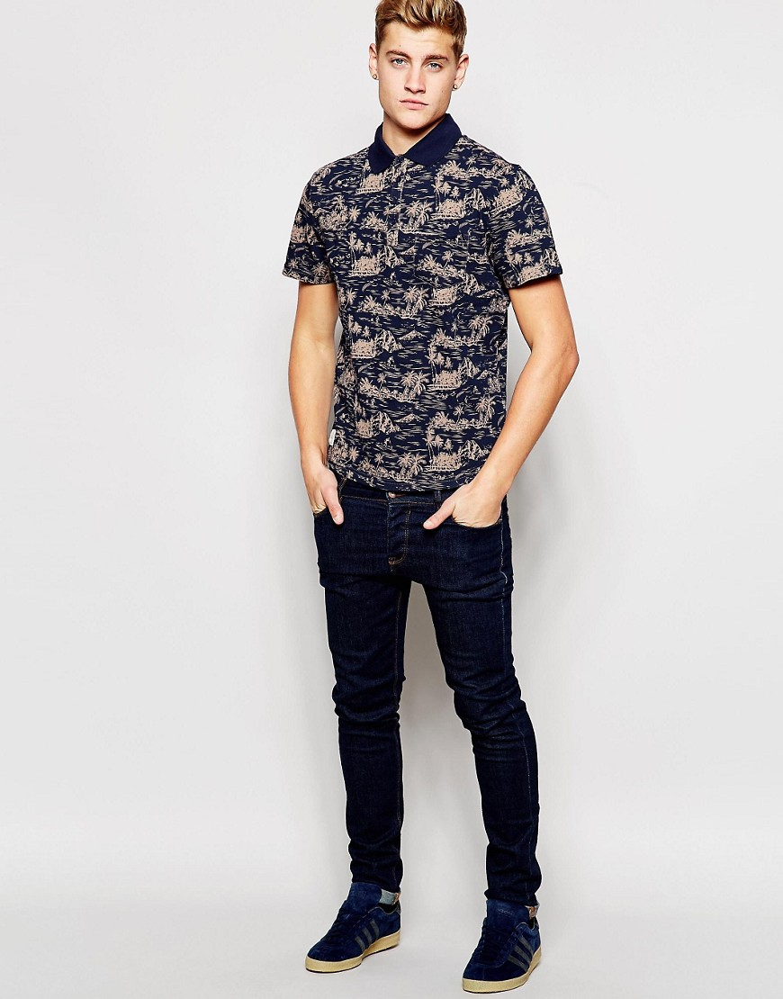 Native youth Hawaiian Print Polo Shirt in Blue for Men | Lyst