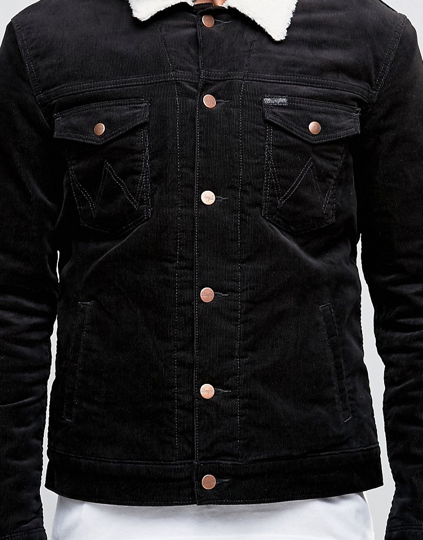 Lyst Wrangler Black Borg Lined Denim Jacket In Black For Men 