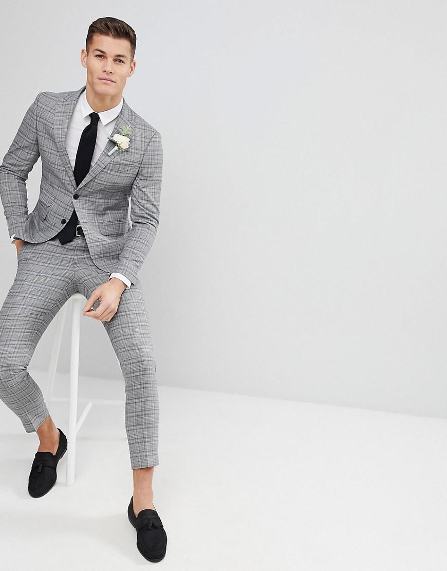 Lyst Moss Bros London Skinny Wedding Suit Jacket In Grey Gallery