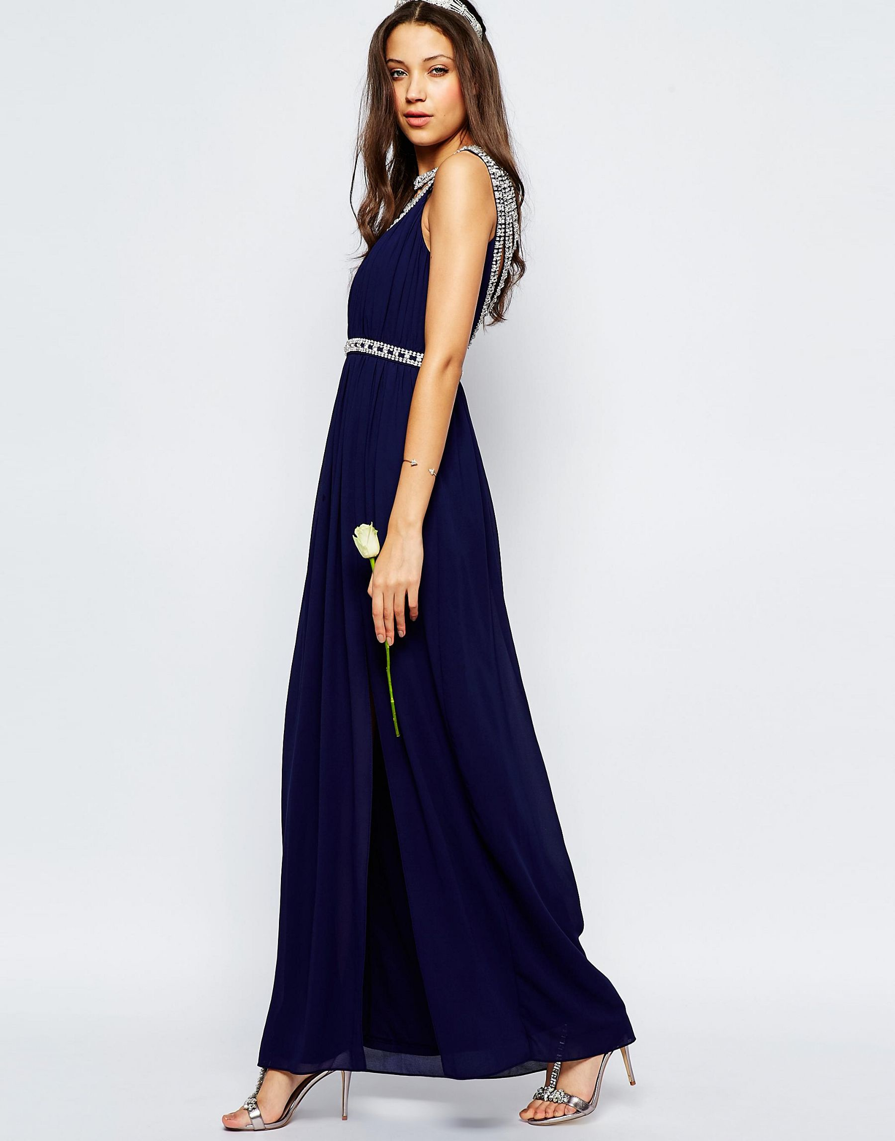  Tfnc  london Wedding  Embellished Maxi Dress  in Blue  Lyst