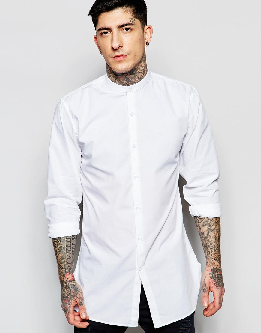 longline white shirt men