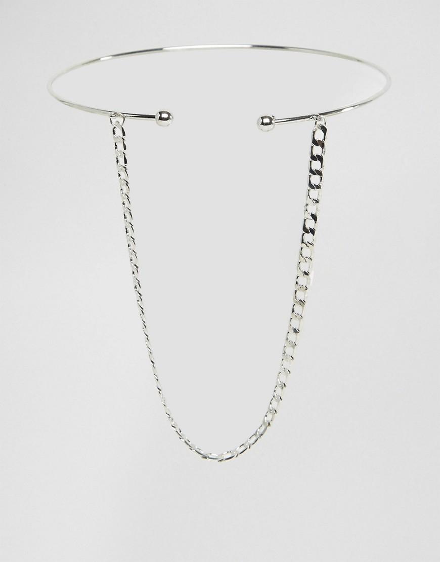 asos curb chain arm cuff in metallic lyst asos curb chain arm cuff in metallic lyst