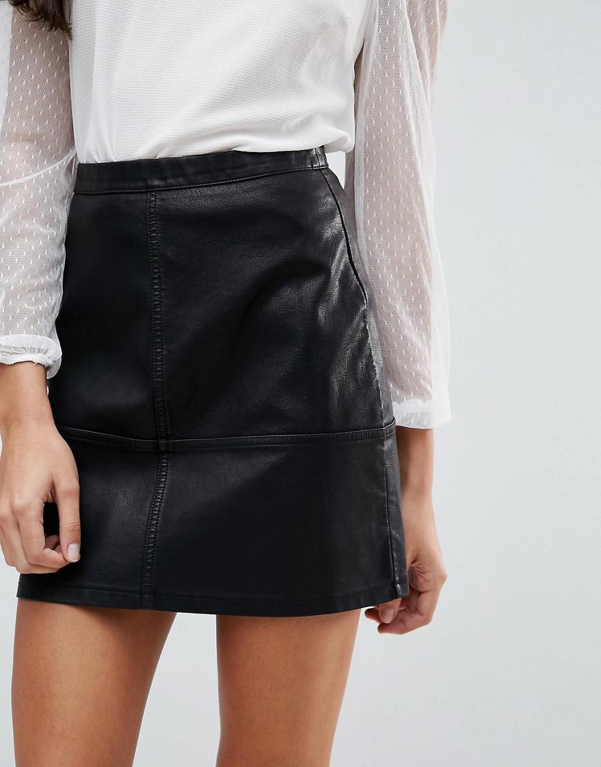 Lyst - New Look Leather Look Mini Skirt in Black