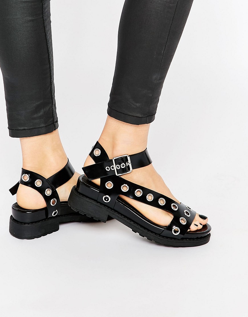 Asos Forefront Chunky Flat Sandals Black in Black Lyst Asos Forefront Chunky Flat Sandals Black in Black Lyst