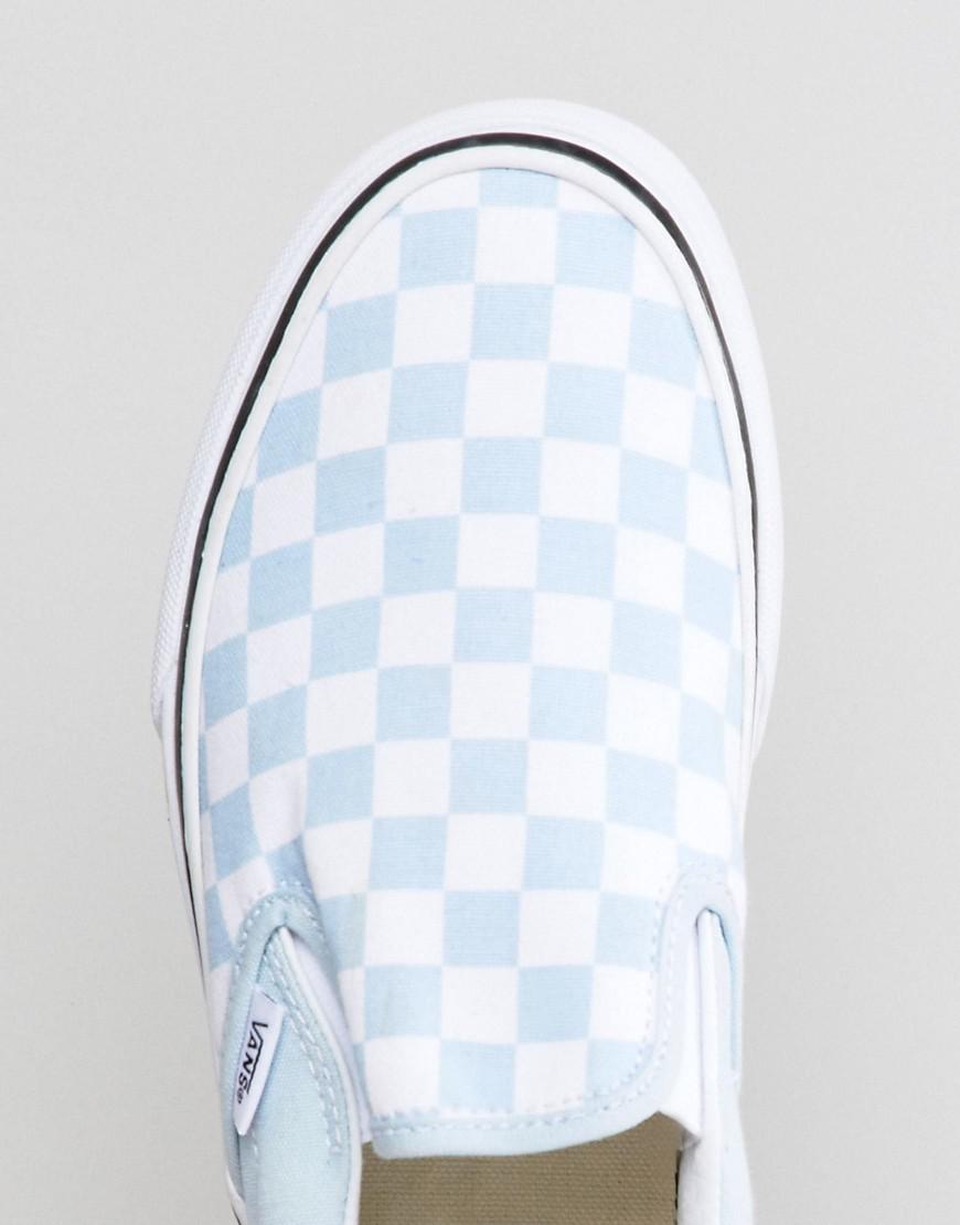 vans slip on trainers in pastel blue checkerboard vans slip on trainers in pastel blue checkerboard