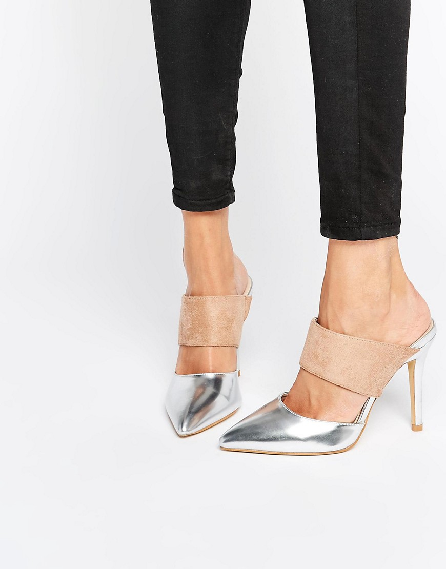 womens at marks shoes from spencer high & wedges to heels decadence in (Silvertaupe Mules Heeled Multicolor True Metallic