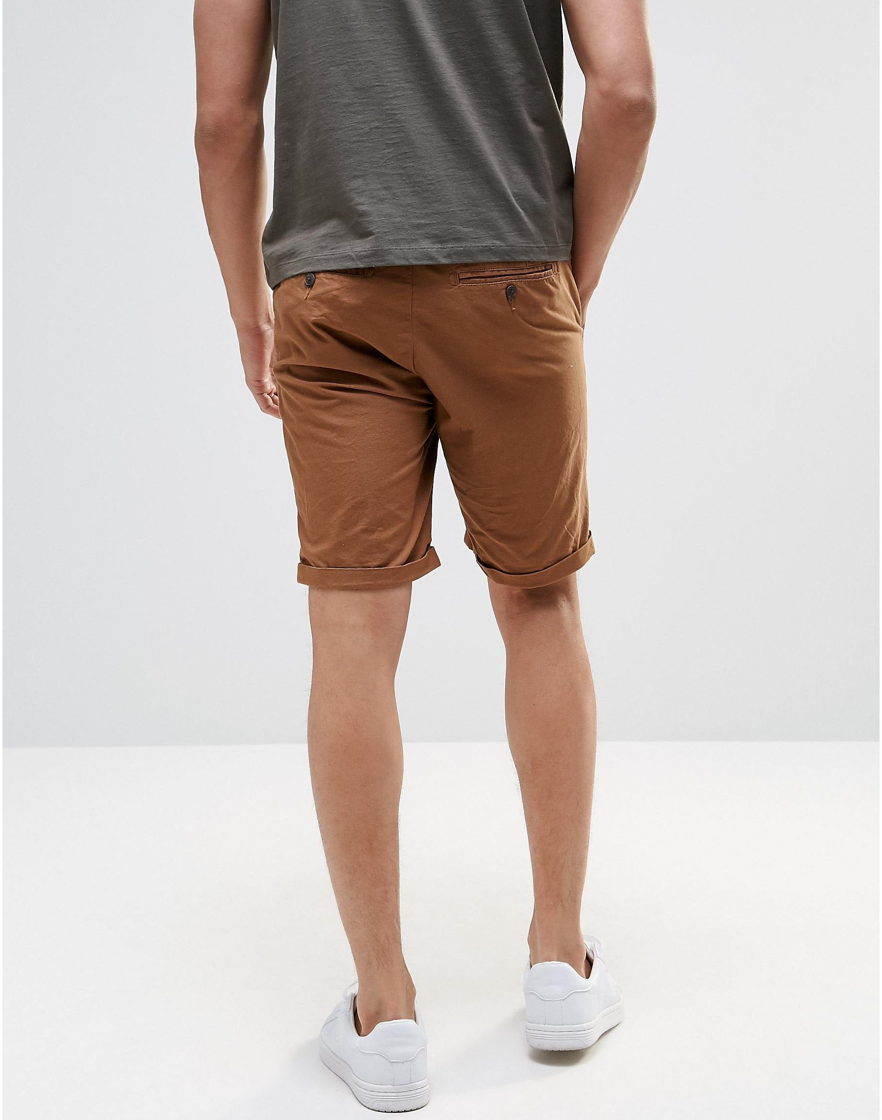 Lyst - Pull&Bear Slim Fit Shorts In Rust in Brown for Men