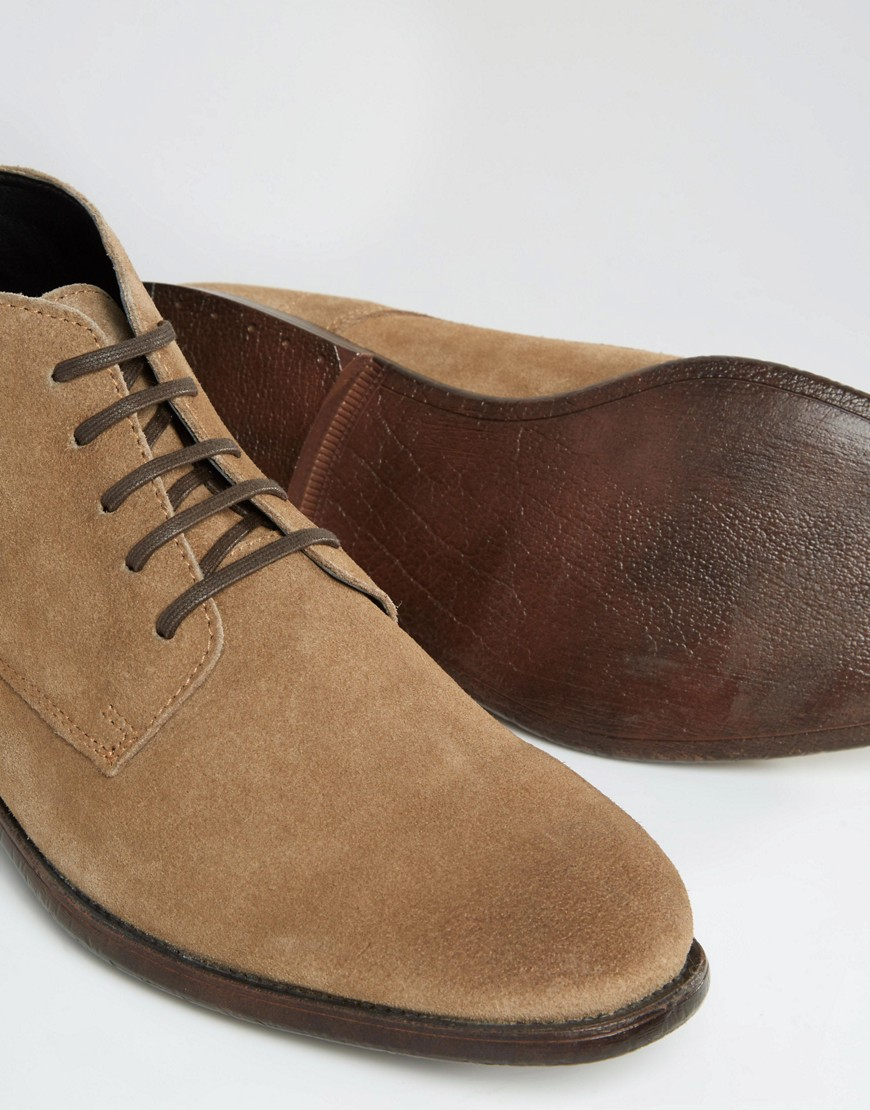 Lyst ASOS Lace Up Chukka Boots In Stone Suede in Natural