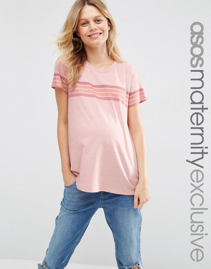 Lyst - Asos Stripe Placement T-shirt in Pink