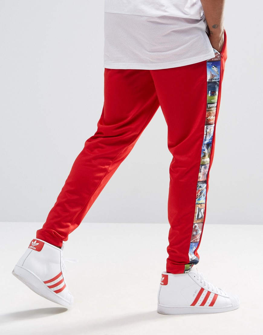 red adidas joggers women