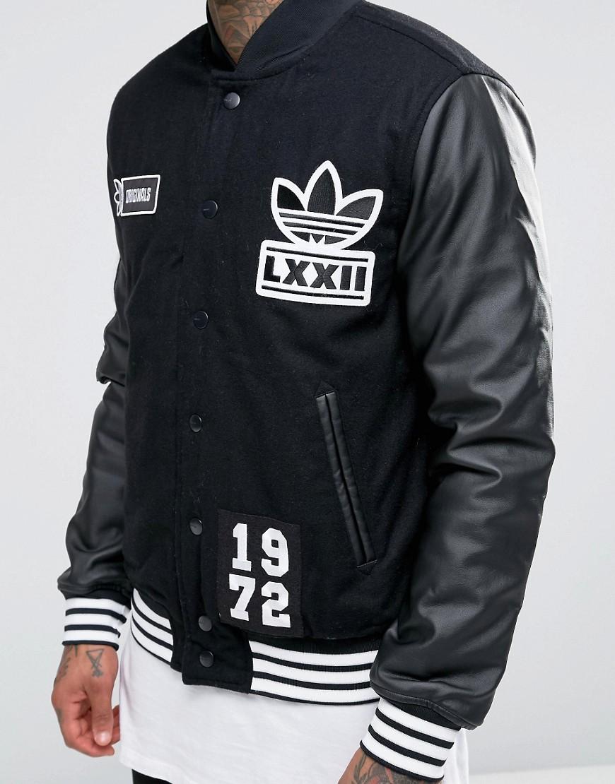 Adidas originals Badge Varsity Jacket Ay9148 in Black for Men | Lyst