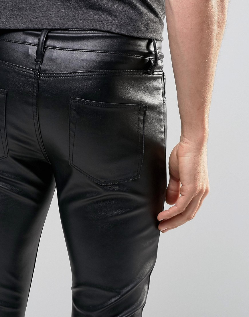 ASOS Denim Extreme Super Skinny Jeans In Faux Leather in Black for Men ...