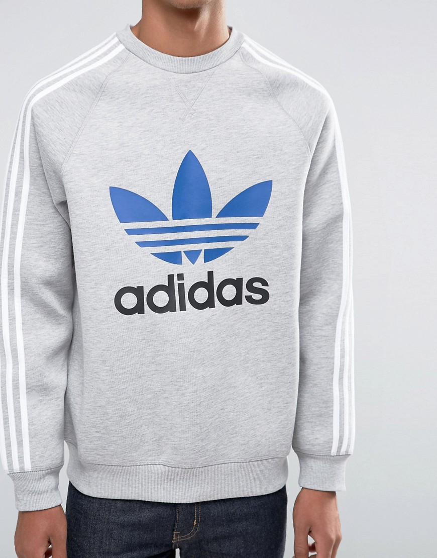 Lyst - Adidas Originals Adidas Trefoil Crew Neck Sweatshirt - Grey in