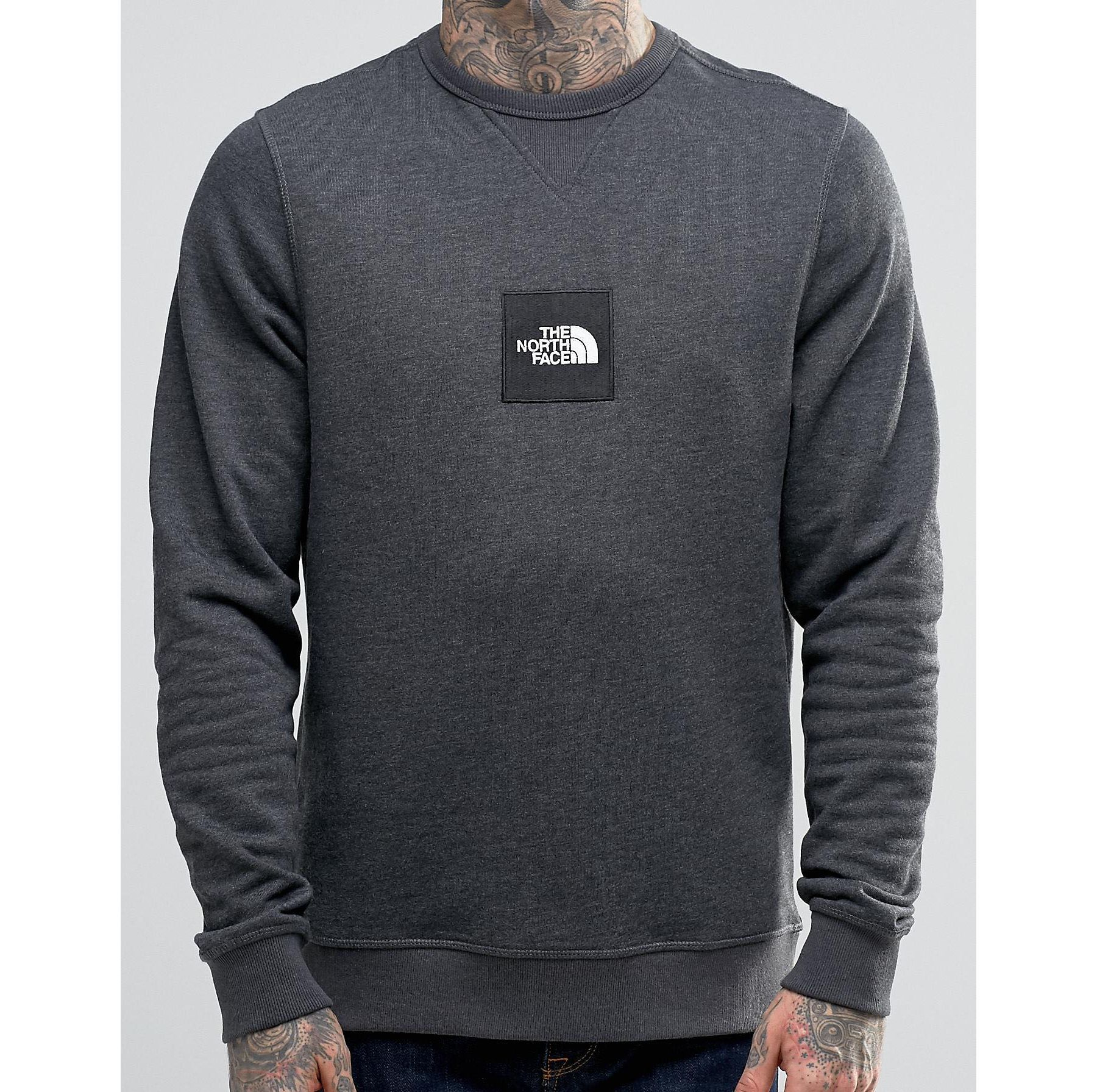 Lyst - The North Face Sweatshirt With Embroidered Patch Logo In Grey in ...