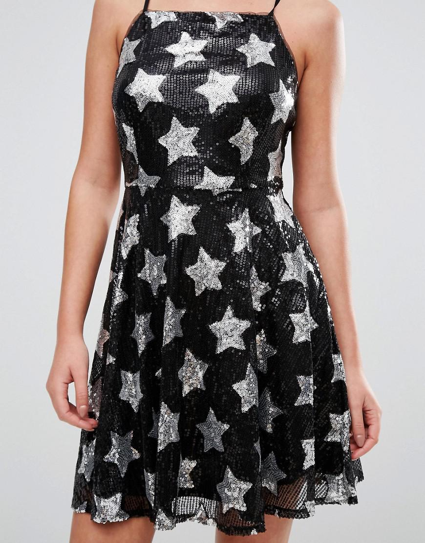 new look black sequin dress