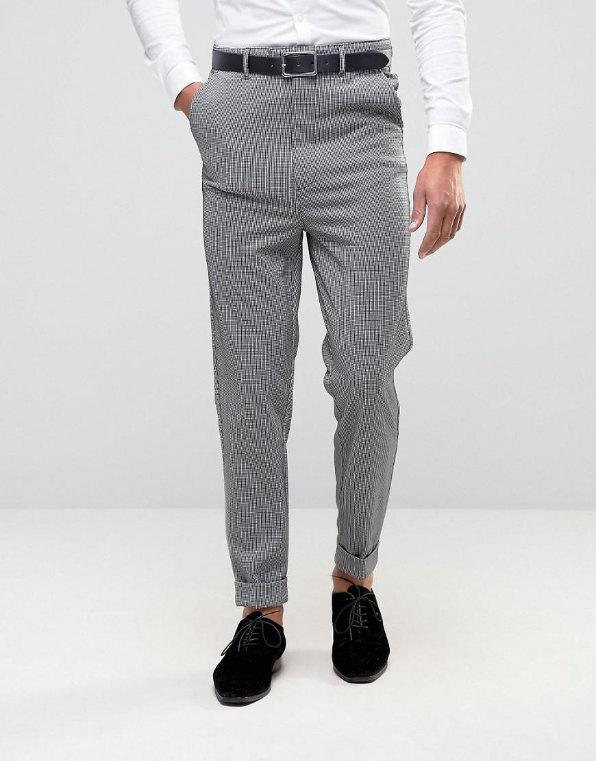 Asos Super Skinny High Waist Trousers In Grey Dogtooth Design in Gray ...
