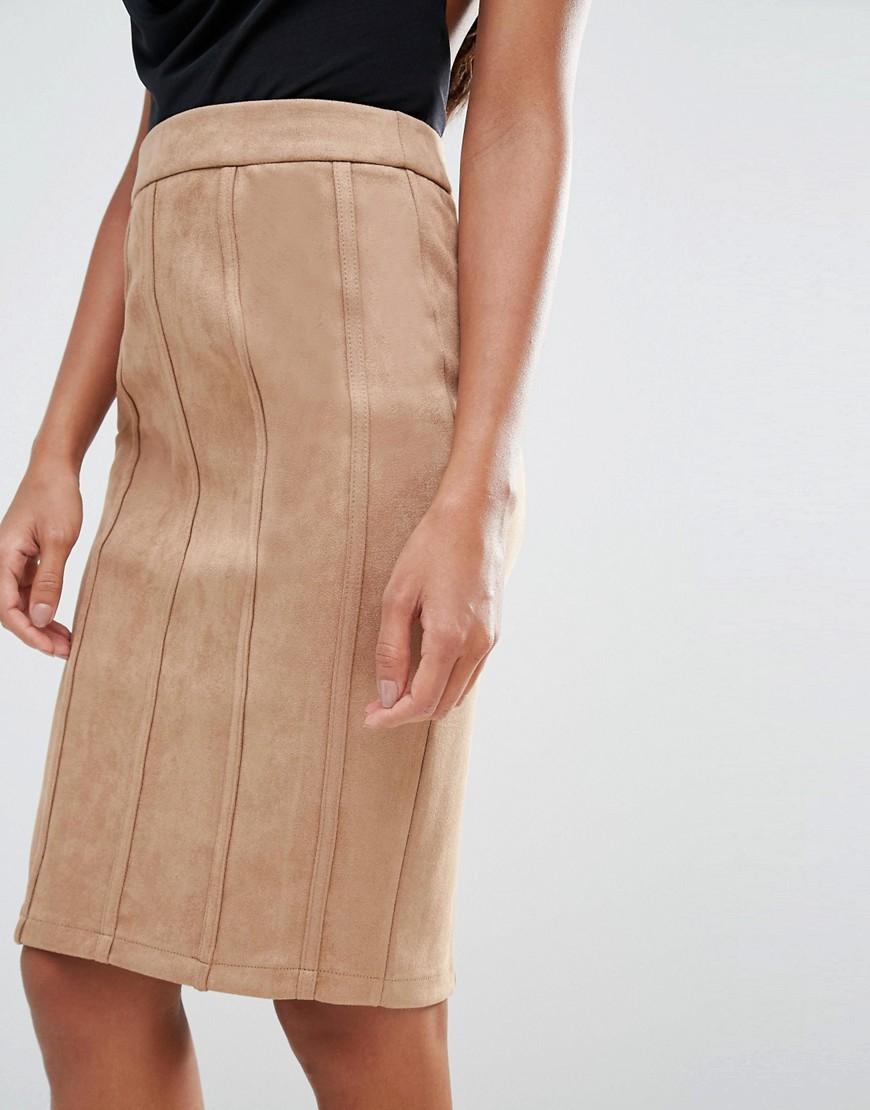 Lyst Naanaa Paneled Pencil Skirt In Suedette in Brown